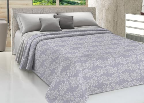 SOFFICIOSO Copriletto Estivo Fresco Tessuto Piquet Leggero Puro Cotone Linea Sonia MOD. Olivia Matrimoniale Grigio