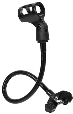 FUNOMOCYA Adjustable in Spray for Black Paint and Wide Iron Compatibility Goose Neck Microphone Stand Floor Clip-on Bracket Hands-free Use Radio and Tv Stations