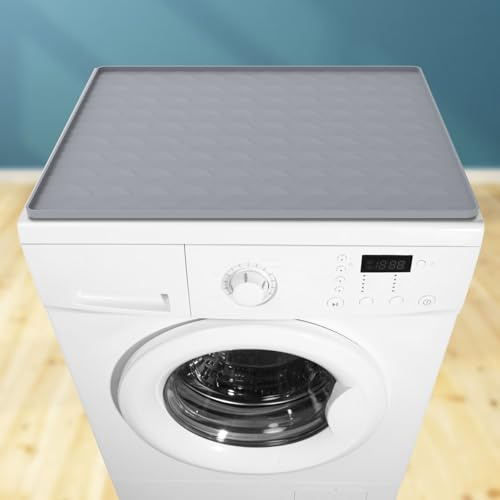 Washer and Dryer Top Protector Mat, 60x60cm Silicone Washer and Dryer Cover Mat, Silicone Rubber Mat Non-Slip Waterproof Washable Top Cover Pad for Home Kitchen Laundry Room(Grey)