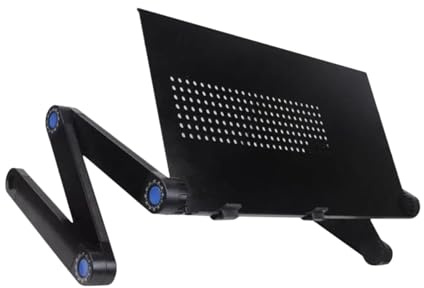 Tofficu Klappbarer Laptoptisch aus Metall mit Hitzeableitung und Faltbarem Design Platzsparender Schreibtisch für Bett und Büro Schwarzer Tragbarer Laptopständer