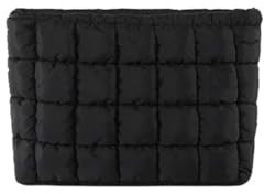 HFLZBRO Puffy Quilted Makeup Bag, Travel Cosmetic Bag for Women, Toiletry Organizer Pouch, Clutch, Black