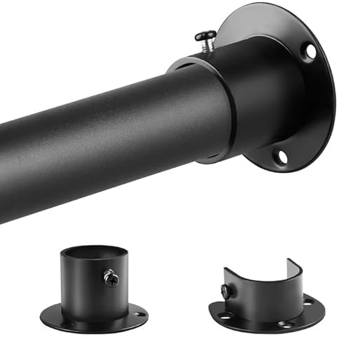 Black Wardrobe Rails, 74-190cm Heavy Duty Hanging Rail for Wardrobe, Clothes Rail With Screws and Sockets for Clothing Hanging Tube 32MM