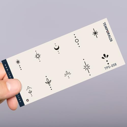 Tatuaggio DITA - Temporalis® | Tatuaggi temporanei uomo donna, tatuaggi finti vegani e waterproof - Certificato UE - Dura 1-2 settimane [ Tattoo Set Celestiale – 10 motivi ]