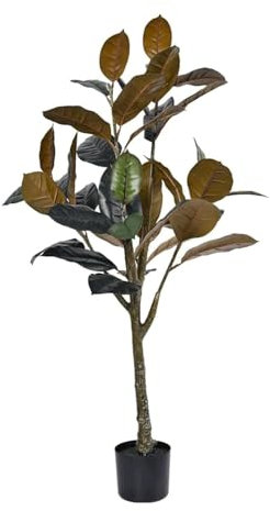 Rieort Künstliche Pflanzen Künstliche Bäume Gummibaum Kunstpflanze 120 cm/3,9 Fuß Kunstbaum mit schwarzem Blumentopf Kunstpflanzen Innen- und Außendekoration realer