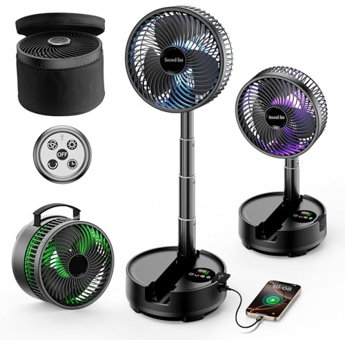 Socool - Ventilador portátil de 20000 mAh, plegable, inalámbrico, recargable, con 8 velocidades y 112 horas, oscilación de 90°, ventilador de pie con control remoto, ventilador de escritorio con
