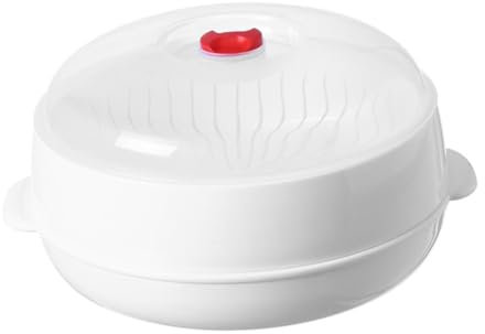 Cabilock Vaporera Para Microondas Redonda Monoplaca De Plástico Tapa Orificios Para Vapor Cocina Doméstica y Alimentos Al Vapor