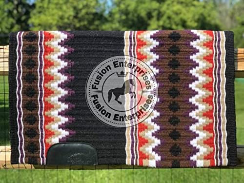 EQUIEMPRESS Sattelunterlage Western Ranch/Westernsatteldecke aus Neuseelandwolle, Top Wool Pad Sensor Flex (Anpassung möglich) A-01 (34 x 42)