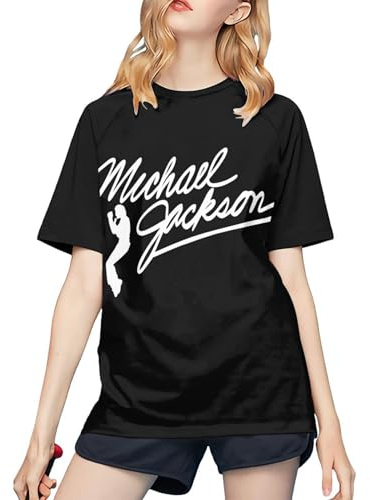 Michael King Jackson T-Shirt de Baseball pour Femme – T-Shirt élégant à Manches Courtes, vêtement de Fan du Roi de la Pop, Design rétro pour Les Fans de vêtements décontractés et de Concert XX-Large
