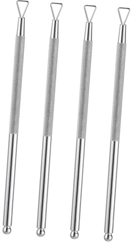 VICASKY 4 Stück Edelstahl Nagelhautschieber Dreieck Nagelhautentferner Gelentferner Maniküre Pediküre Werkzeug für Salonanwendung