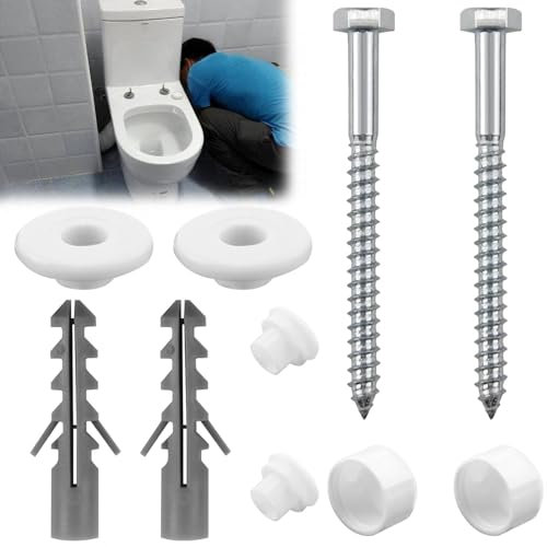 Yuiturt Kit di fissaggio universale per WC, set di bulloni di ancoraggio per bidet M6 x 70 mm con rondelle in plastica, hardware di fissaggio a pavimento per WC e parti di ricambio per l'installazione