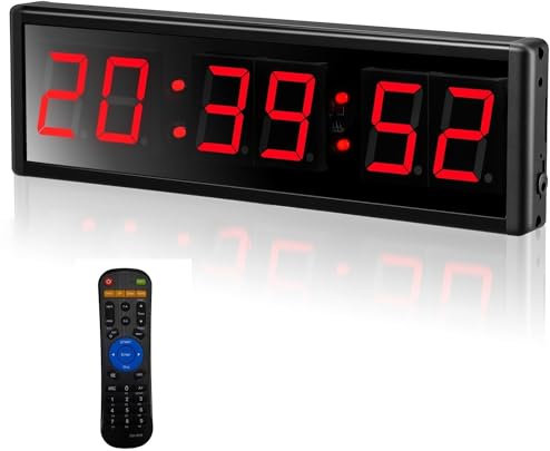 OUTFYT 2.3 Pollici LED Palestra Timer intervallo Timer Conto alla rovescia Orologio da Parete Timer Fitness cronometro for Palestra Domestica Orologio in Tempo Reale Fitness,Applicazioni Versatili