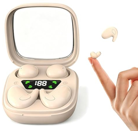 2-in-1 Wireless Small Invisible Earbuds Set Bluetooth Work Sleep Earphones | Side Sleeping Flat Headphones In-Ear Mini Hidden Ear Buds for Small Ear Canals for iPhone Android Men Women Side Sleepers