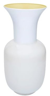 Brandani vaso moderno Argo bicolor in vetro bianco e ocra h 37 cm