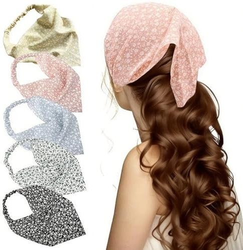 YNR Juego de 5 diademas florales de gasa, accesorios para el cabello para mujeres y niñas, multicolor
