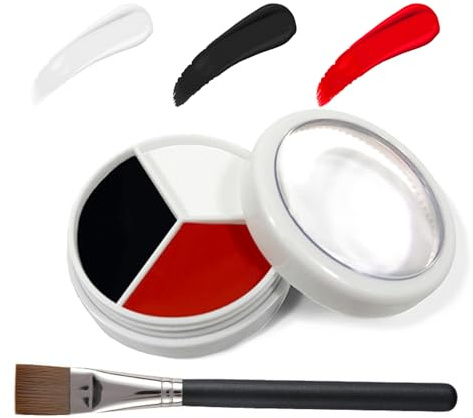 Lot de 3 couleurs de peinture pour le corps, peinture pour le visage, avec pinceau, palette de maquillage, maquillage de théâtre, visage et corps, peinture pour le visage et le corps, pour Halloween