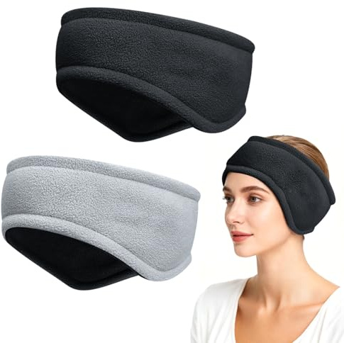 2 fasce per capelli da uomo e da donna, invernali, per sport, inverno, sci, paraorecchie a doppio strato, per corsa, sci, equitazione, bicicletta