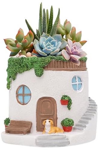 Fenayuu Macetas Para Plantas De Interior Y Hogar,Maceta De Resina Con Forma De Casa Para El Cactus,Macetas Decorativas Divertidas | Para Fresas Y Helechos En Hogar Ventana Escritorio Balcón Y Patio Al