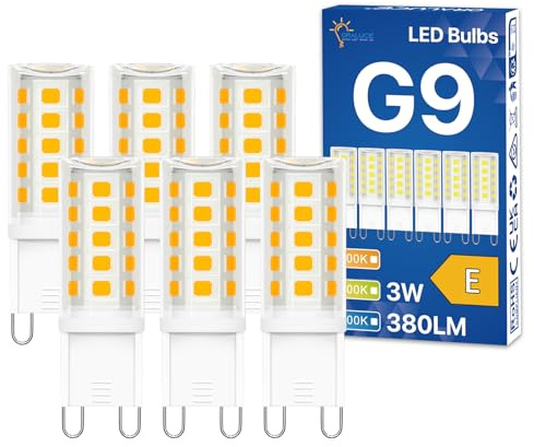 ORALUCE G9 LED Warmweiß 2700K, 3W Leuchtmittel G9, 380LM, 6 Stück | Ersatz 30W-40W Halogenlampe, Glühbirne G9, Kein Flackern, 360° Abstrahlwinkel, nicht dimmbar für Kronleuchter