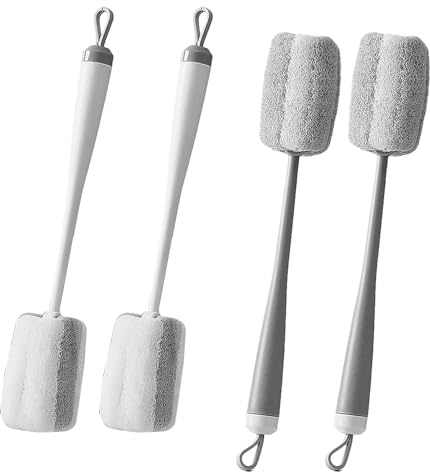 4 Pcs Bottle Sponge Cleaning Brush Set, Bottle Brushes For Cleaning With Handle, Sponges Washing Up Brushes For Kitchen With Hanging Hole Suitable To Cups And Bottles
