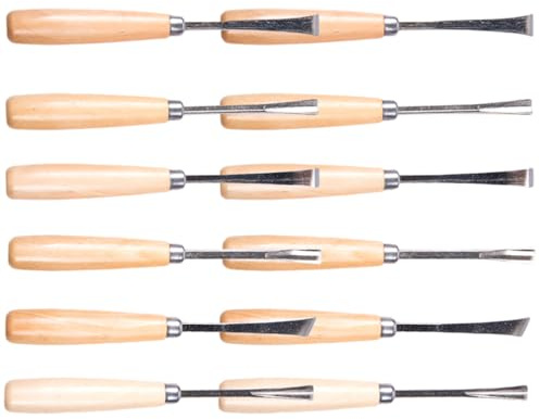Set di Scalpelli da Intaglio Legno per Falegnami, 12 Pezzi | Acciaio e Legno, per Pelle e Sigilli, Adatto a Incisione Artistica e Lavori di Carving