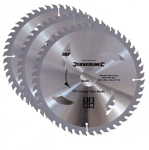 Silverline 973912 Hartmetall-Kreissägeblätter mit 24, 40 und 48 Zähnen, 3-tlg. Satz 235 x 30, Reduzierstücke: 25 u. 16 mm