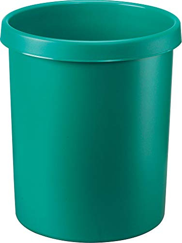 helit H6106152 - Papierkorb „the german“ 30 Liter, grün, mit umlaufendem Griffrand, aus Kunststoff, 1 Stück | Aus Kunststoff mit umlaufendem Griffrand für komfortables Tragen