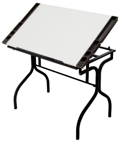 Studio Designs Folding Modern Top Adjustable Craft Drafting Table, 35.25 W x 23.75 D, Black/White