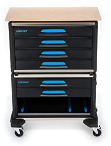 GEDORE Servante d’atelier WorkMo B3, Établi mobile avec 6 tiroirs et plan de travail en bois, Plastique/aluminium, Vide, Établi mobile 1110 WMW-3