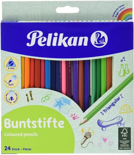 Pelikan 700122 Buntstifte, dreikant, 24 Stück, FSC