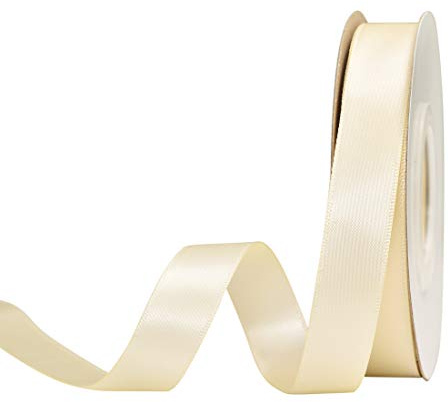 YAMA Ivory Double Face Satin Ribbon 5/8 Inch 25 Yards Ivory Silk Ribbon for Gift Package Wrapping,Floral Design,Hair Bow Clip Making,Crafting,Sewing,Wedding Decor