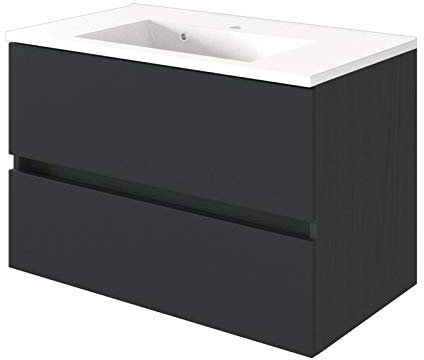 möbelando Waschtisch Badschrank Waschplatz Badezimmerschrank Handwaschplatz Bad Baabe I Graphit/Grau-Matt 80 cm