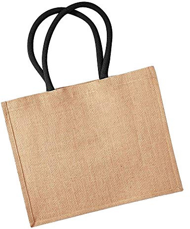 Westford Mill Jutetasche/Einkaufstasche, 21 Liter (2 Stück/Packung) (Einheitsgröße) (Natur/Schwarz)