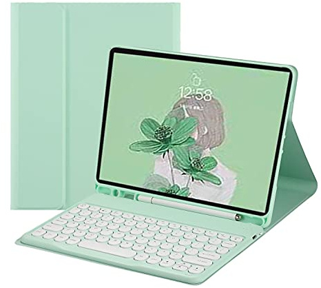 Disonbeir Keyboard Case for iPad Mini 7 A17 Pro 2024/ iPad Mini 6th Generation Keyboard Case Cute Round Key Color Keyboard Wireless Detachable BT Keyboard Cover,MintGreen
