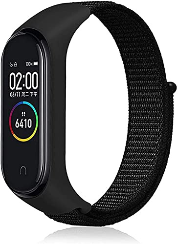 Niboow Nylon Armband für Xiaomi Mi Band 6 5 4 3, Amazfit Band 5 | Männer Frauen Solo Loop Einstellbar Klettverschluss Atmungsaktiv Weich Ersatzband für Xiaomi Mi Band 6 5 4 3, Amazfit Band 5