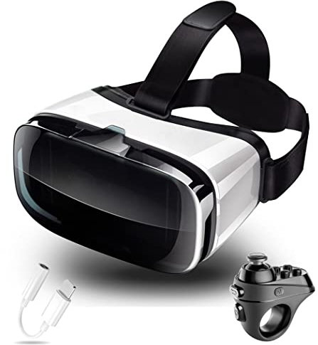 Gafas de Realidad Virtual, 3D VR Gafas con Controlador Bluetooth para Juegos Visión Panorámico VR Glasses para iPhone 13 Pro Max/13 Pro/13/12/11, para Samsung Galaxy S21, Huawei, Xiaomi