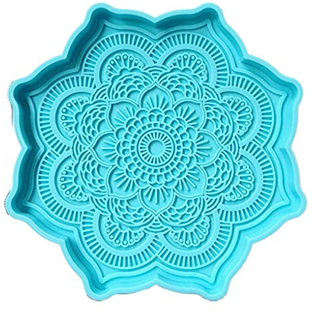 K-MANYU Epoxidharz Resin Formen Silikonform Gießform Epoxy Silicone Moulds, Mandala Untersetzer Form Runde Tablett Tasse Matte Gießen DIY Handwerk Heimtextilien Machen Werkzeug, M