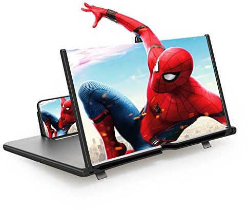 18 inch Phone Screen Magnifier,Folding Stand Holder Portable for Movie Video Enlarger Phone Agnifier Screen Pull Design for All Smartphone (Black)