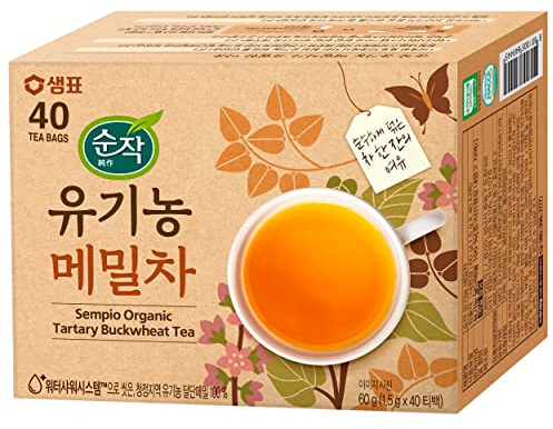 SEMPIO Tartary Buckwheat Tea – 100% Natural Ingredients, Mild Roasting, Sugar-Free, Fat-Free, Caffeine-Free, Calming & Relaxing (40 Tea Bag, Pack of 1)