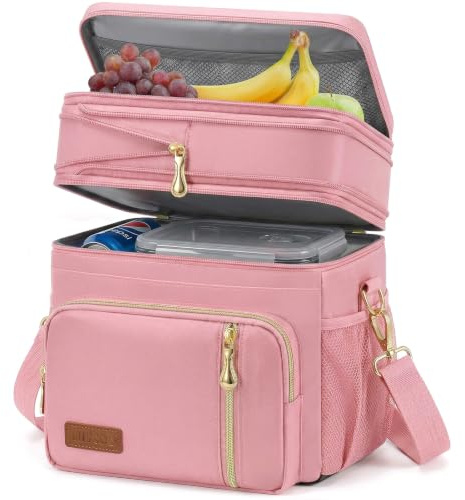 MIYCOO Borsa Termica Porta Pranzo, Borsa Frigo 15 Litri, Scatola Doppio Scomparto Pranzo Grande, Termica per Alimenti Caldi e Freddi da Viaggio per Uomo Donna Picnic/Barbecue/Campeggio/Viaggio
