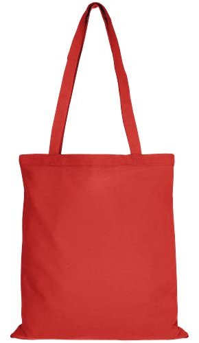 TEXXILLA 10er | 25er | 100er Pack Baumwolltasche - 28 Farben | mit Zwei Langen Henkeln | 38x42cm | Jutebeutel | Einkaufstasche | unbedruckt, Farbe:rot, Größe:10 Stück