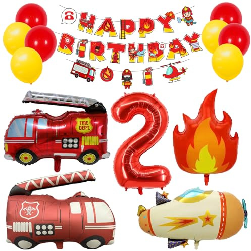 Geburtstagsdeko Junge 2 Jahre Feuerwehrmann Kindergeburtstag Junge Feuerwehrauto Kinder 2 Jahre Feuerwehr Geburtstag deko Junge Deko