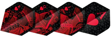 Unicorn Ultrafly Dart-Flights, Royal Flush-Design, Ultra-strapazierfähiges 100-Mikron-Polyester-PET | Rot | Standard-Plus-Form