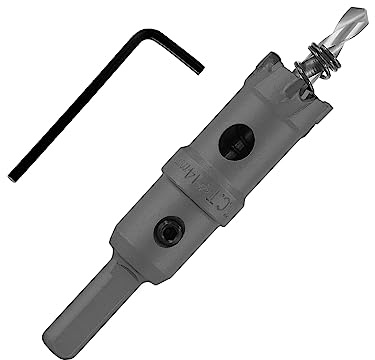 Cjueiom Scie cloche en carbure TCT de 14 mm, foret de scie-cloche en métal avec foret pilote, scie cloche robuste pour tôle d'acier inoxydable, laiton, aluminium, bois, plastique, cuivre