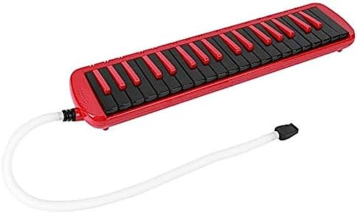 Melodica-Instrument Mit 37 Tasten, Tragbare Luftklaviertastatur, Keytar Für Kinder Mit 1 Langem Rohr, 1 Kurzem Mundstück, Musiknotenaufkleber Und Tragetasche, Für Anfänger, Melodica-Liebhaber,Rot,