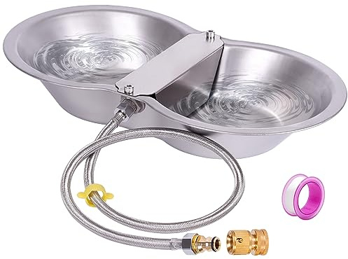 PAMUNULA Automatic Dog Waterer Outdoor 2 Gallon Large Stainless Steel Water Bowl Dispenser Auto Fill Livestock Water Trough for Dogs Cats Chicken Horse Farm Animal