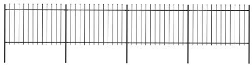 BaraSh Gartenzaun mit Speerspitzen Stahl 6,8 x 1,2 m Schwarz Dekorative ZäUne Gartenzaun Zaunelemente Metall Metallzaun Steckzaun