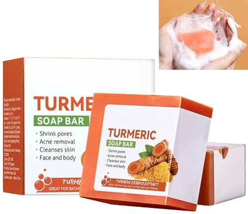 GNAUMORE Ganz Natürliche Kurkuma-Seife,Kurkuma Seifenstück,Kurkuma Seife Aufhellende,Kurkumaseife,Kurkuma-Seife Für Das Gesicht,Kurkuma Seife Gegen Pickel,Turmeric Kurkuma-Gesichtsseif