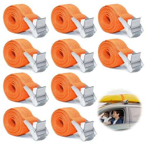 Lymshine Spanngurte Kurz 1m Orange - 10 Stück Spanngurt 1m, Zurrgurte mit Klemmschloss, Verstellbare Befestigungsgurt, Kleine Befestigungsriemen, Zurrgurt für Fahrradträger, Motorrad, Gepäckpakete…