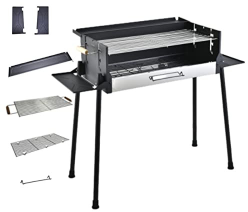bephible Gril de barbecue, 3 vitesses réglables de température coupe-vent, barbecue de grande taille en métal pour camping, réchaud pour extérieur, cour intérieure noir