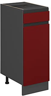 Vicco Küchenunterschrank R-Line, Schubladenschrank für die Küche, Rot/Anthrazit, 30 cm, AP Eiche